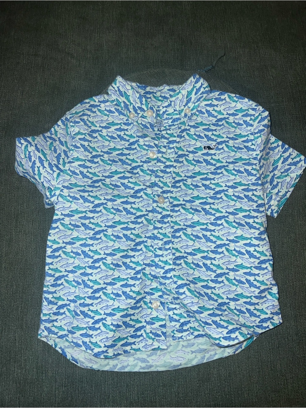 Vineyard Vines Boys Short-Sleeve Shark Button-Down - Blue & Teal